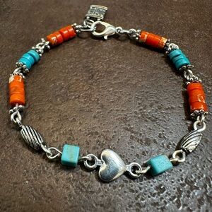 Handmade  Jasper and  blue  turquoise Howlite beaded bracelet.